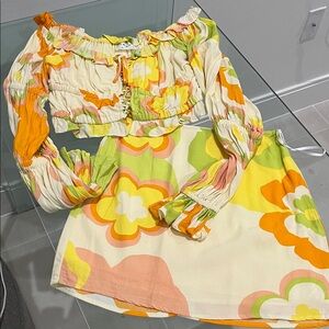 Floral Off-Shoulder Dress with Bell Sleeves